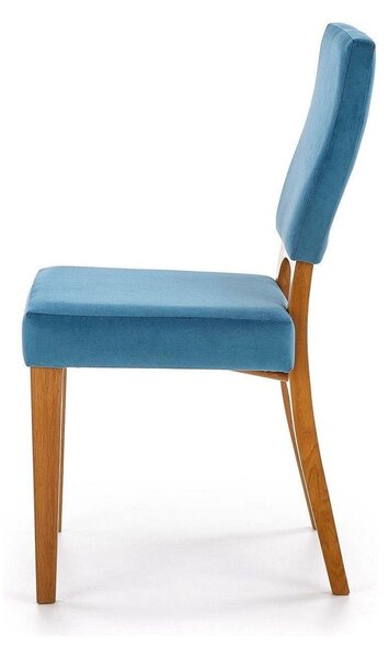 Scaun living Wenanty, albastru/stejar, stofa clasica/lemn masiv, 43X56X91 CM