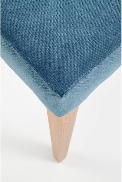 Scaun living Wenanty, albastru/stejar, stofa clasica/lemn masiv, 43X56X91 CM