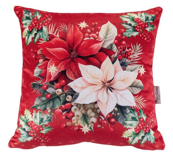 Set de 3 fețe pernuțe RED POINSETTIA 45 x 45 cm