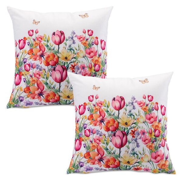 Set de 2 fețe pernuțe FLORI COLORATE 40 x 40 cm