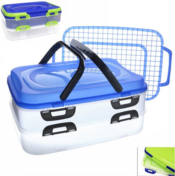 Cutie portabilă din plastic pentru alimente, 2 tăvi