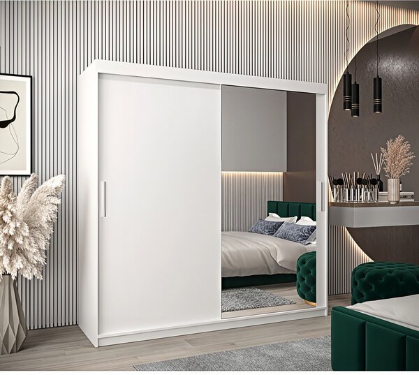 Dressing Ana, 180x60x200cm, cu oglinda, Alb, Pal 18 mm