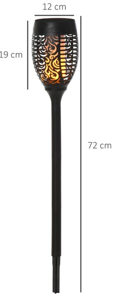 Outsunny Set 4 Lămpi LED de Exterior cu Energie Solară și Țăruși, Ø12x72 cm, Negru | Aosom Romania