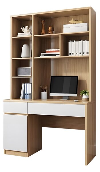 Birou cu biblioteca Pertin Pako World Alb 120x58x195 cm