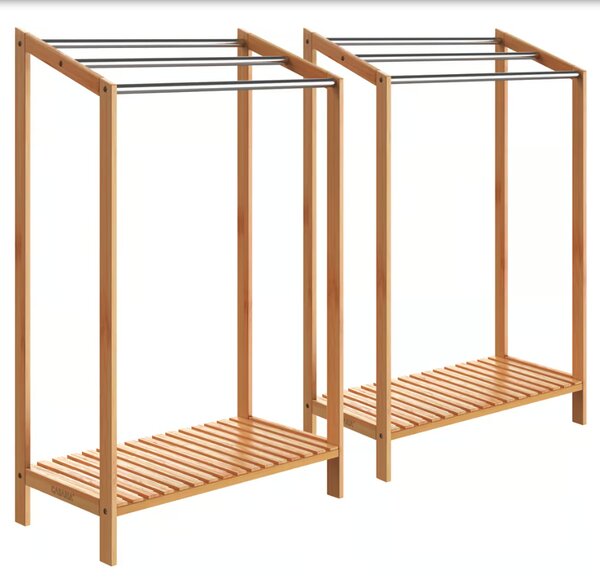 Suport pentru prosoape din bambus - set de 2