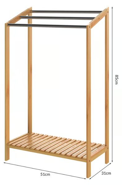 Suport pentru prosoape din bambus - set de 2