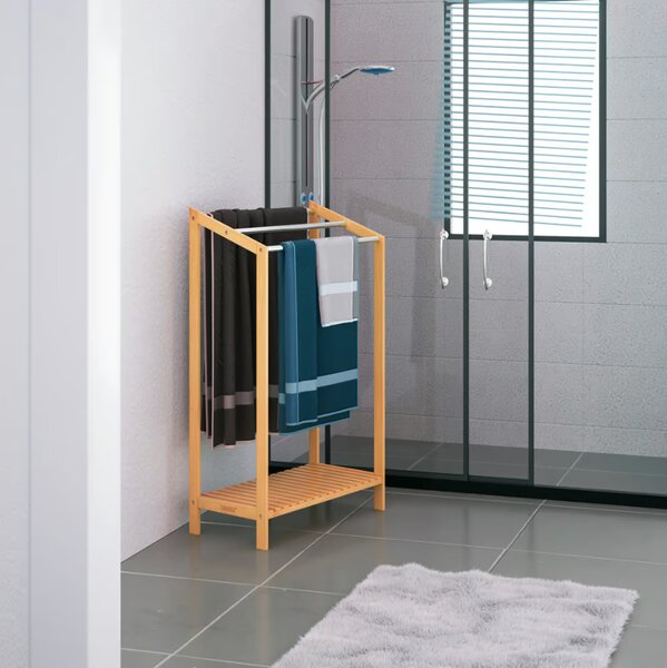 Suport pentru prosoape din bambus - set de 2