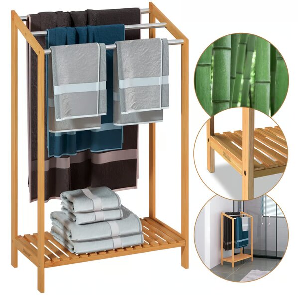 Suport pentru prosoape din bambus - set de 2