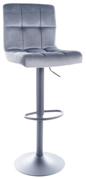 Scaun bar C105, gri/negru, stofa catifelata/metal, 42x39x96/117 cm