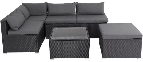 Deuba Set ratan de gradina Rouen - perne negre/antracit