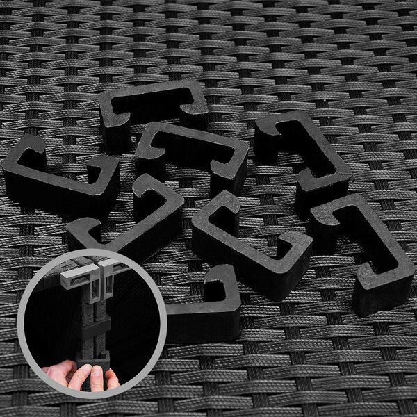 Deuba Set ratan de gradina Rouen - perne negre/antracit