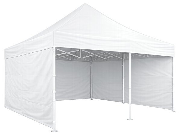 Cort pliabil 5×5 m – aluminiu hexagon profi, Alb