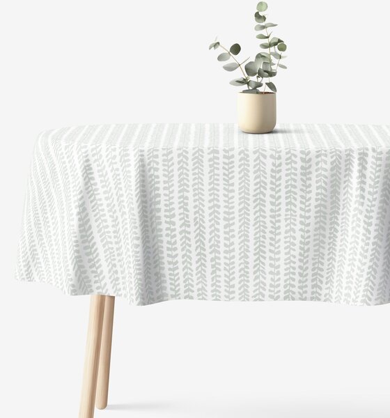 Goldea față de masă 100% bumbac - frunze scandinave - ovală 140 x 240 cm