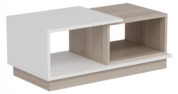 Masuta de Cafea Model Barnes, 90x45x36 cm, Alb/Stejar