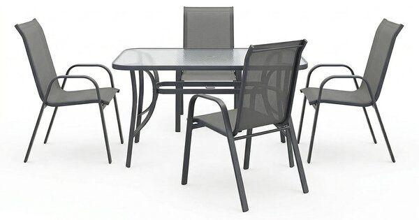 Set 5 piese masa si scaune gradina, Calan, Antracit, 70x120x70 cm