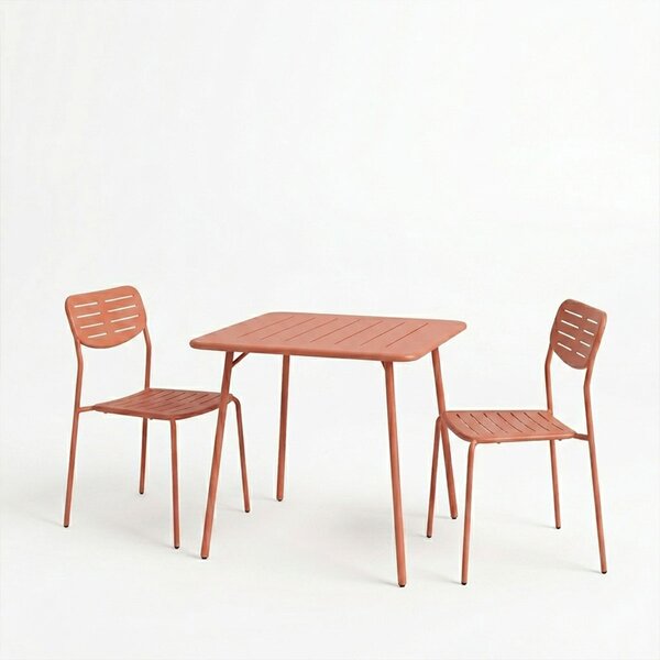 Set 3 piese masa si scaune gradina, Moraja Deraby, Terracotta, 70x70x73 cm