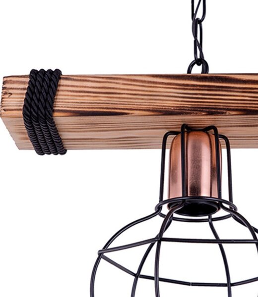 Lustra cu o singură lumina PWL-1033, E27 nuc-negru 28.5x15x50 cm