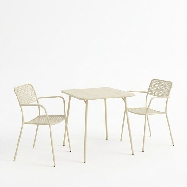 Set 3 piese masa si scaune gradina, Moraja Federal, Crem, 70x70x73 cm