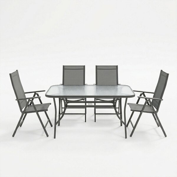 Set 5 masa si scaune gradina, Candor, Antracit, 70x120x70 cm