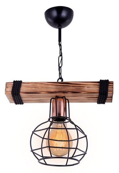 Lustra cu o singură lumina PWL-1033, E27 nuc-negru 28.5x15x50 cm