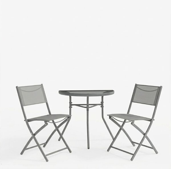 Set 3 masa si scaune gradina, Bion Jeve, Antracit, 40x70x65 cm