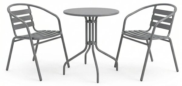 Set 3 bucati masa si scaune gradina, Vergo Tade, Antracit, 60x60x70 cm