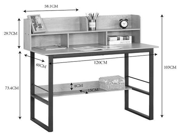 Birou, Biuro, Negru, 60x120x103 cm