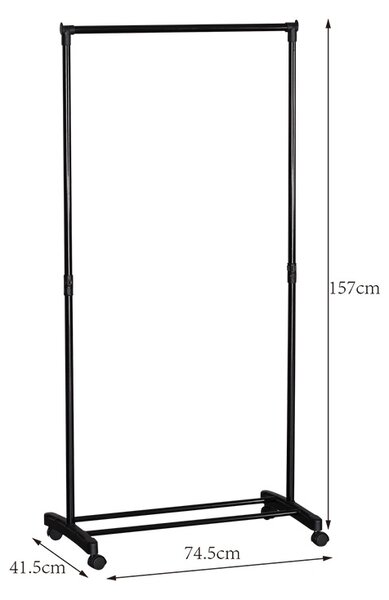 Suport pentru haine, Wizak, Negru, 41.5x74.5x157 cm