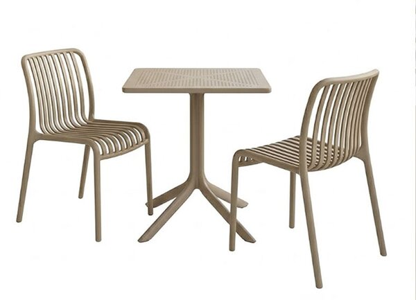 Set 3 masa si scaune gradina, Groovy, Maro deschis, 60x60x76 cm