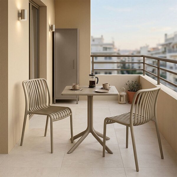 Set 3 masa si scaune gradina, Groovy, Maro deschis, 60x60x76 cm