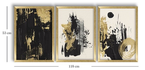 Tablou, 3 bucati Incastrum Oslan Auriu 38x53 cm