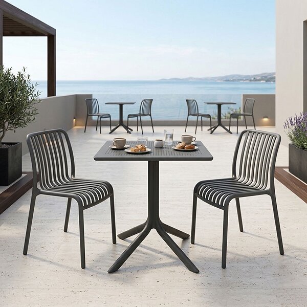 Set 3 bucati masa si scaune gradina, Groovy Zoi, Antracit, 60x60x76 cm