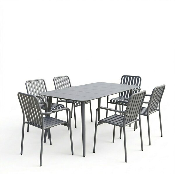 Set 7 bucati masa si scaune gradina, Heven Vista, Antracit, 80x150x72 cm