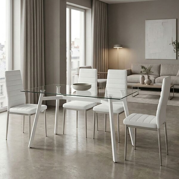 Set 5 bucati masa si scaune gradina, Parker, Bej, 70x120x75 cm