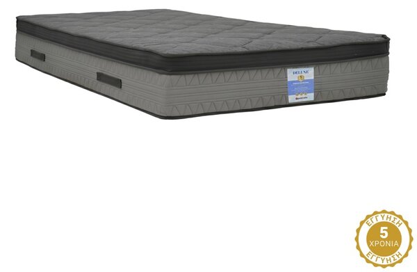 Saltea cu doua fete cu arcuri pocket, Deluxe, Gri inchis, 200x160x32 cm