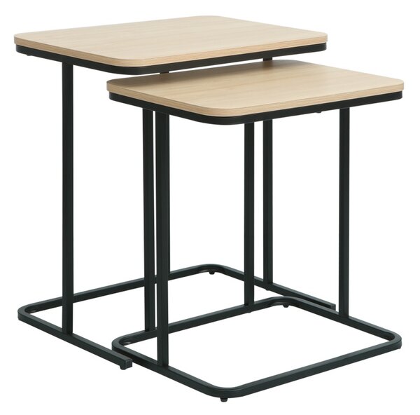 Set 2 bucati Masuta auxiliara, Dunest, Negru, 40x54x60 cm