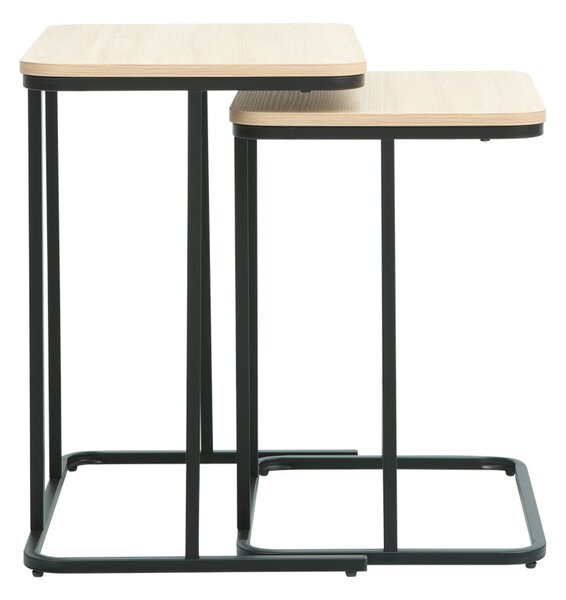 Set 2 bucati Masuta auxiliara, Dunest, Negru, 40x54x60 cm