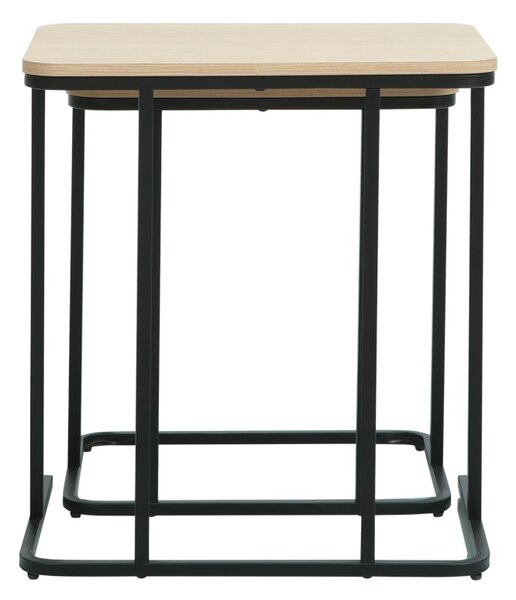 Set 2 bucati Masuta auxiliara, Dunest, Negru, 40x54x60 cm