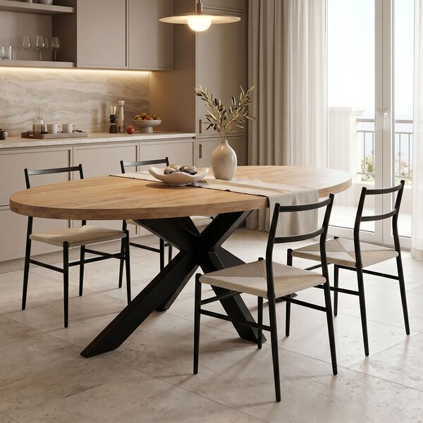 Masa de dining, Jenma, Negru, 90x180x76 cm