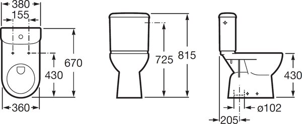 Roca Access Dostępna Łazienka compact wc pentru persoane cu dizabilități alb A342237000