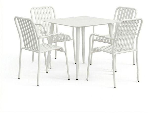 Set 5 piese masa si scaune gradina, Heven Vista, Alb, 80x80x72 cm