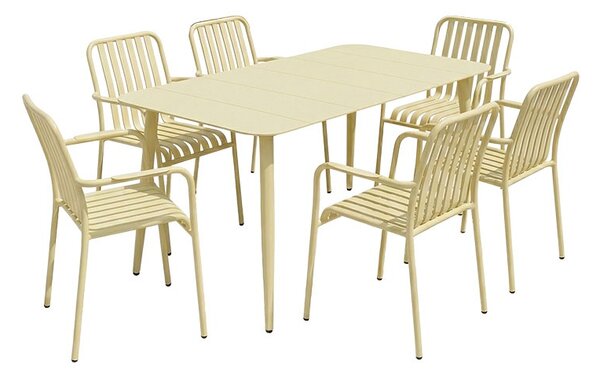 Set 7 masa si scaune gradina, Heven Vista, Champagne, 70x120x72 cm