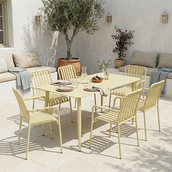 Set 7 masa si scaune gradina, Heven Vista, Champagne, 70x120x72 cm