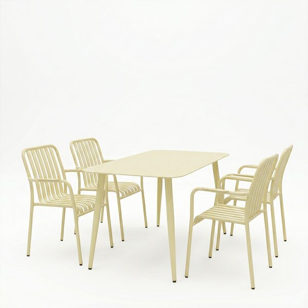 Set 5 masa si scaune gradina, Heven Vista, Champagne, 70x120x72 cm