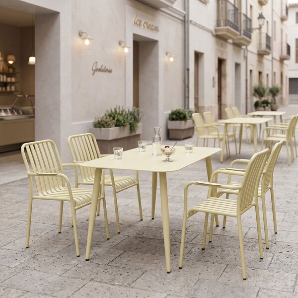 Set 5 masa si scaune gradina, Heven Vista, Champagne, 70x120x72 cm