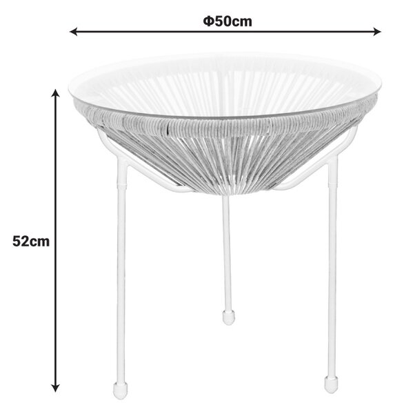 Set 3 masa si scaune gradina V1, Acapulco, Negru, 50x50x52 cm
