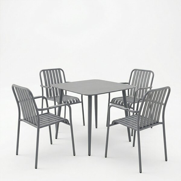 Set 5 masa si scaune gradina, Heven Vista, Antracit, 80x80x72 cm