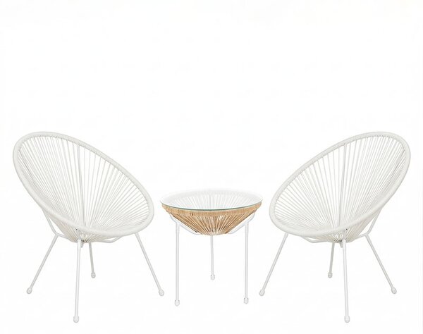 Set 3 bucati masa si scaune gradina V2, Acapulco, Alb, 50x50x52 cm