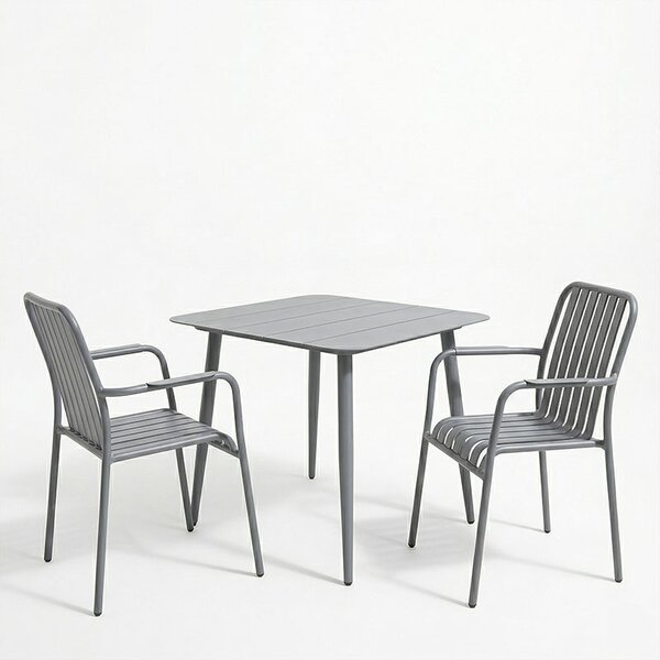 Set 3 masa si scaune gradina, Heven Vista, Antracit, 80x80x72 cm