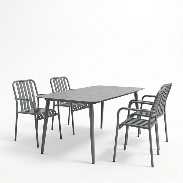 Set 5 masa si scaune gradina, Heven Vista, Antracit, 80x150x72 cm
